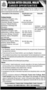 Fazaia Inter College  jobs karachi